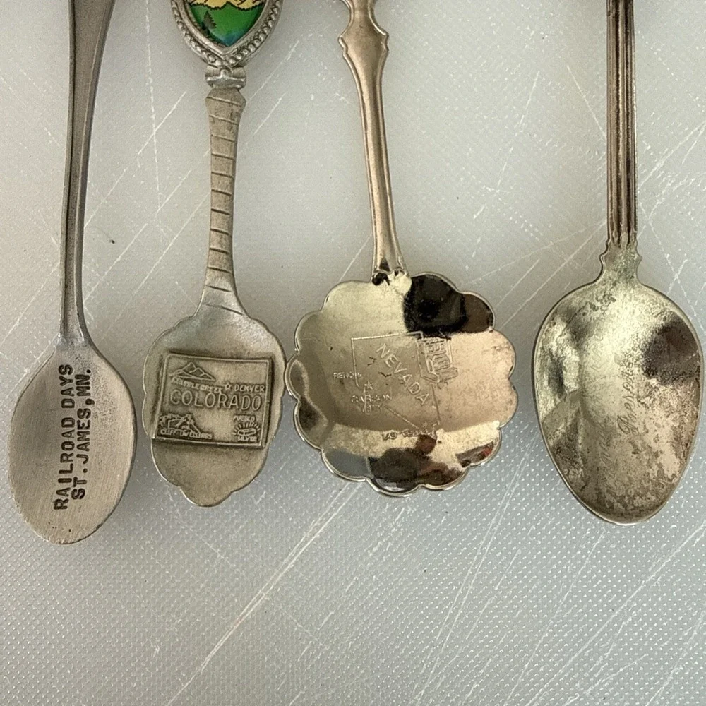 Lot of 13 State/Country Collector Spoons BC, ID, GA, NV, CO, W.VA, MN, PA, CA